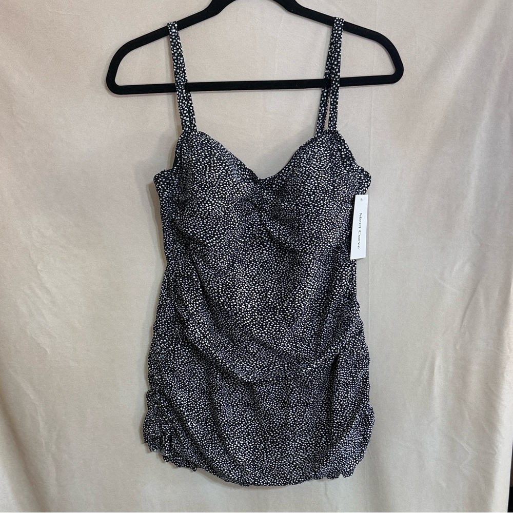 Women's Black & White Printed One-Piece Swimdress